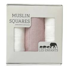 Les Enfants Muslin Snuttefiltar 3-Pack Rosa/Vit