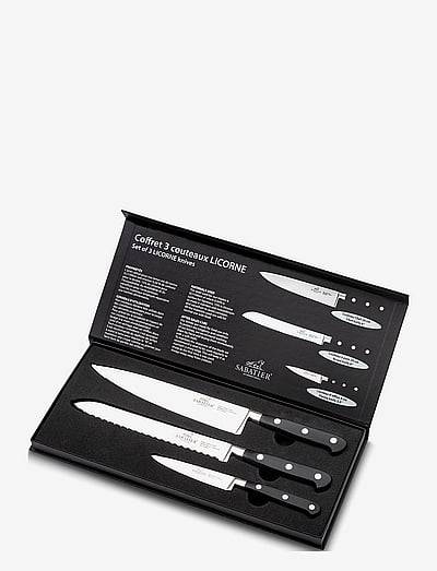 Lion Sabatier Knivset Licorne 3 delar Stål/Svart - Köksknivar & Knivtillbehör - STEEL/BLACK / silver