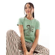 Daisy Street – Blekgrön t-shirt i 90-talsstil med "cowgirl Betty Boop"-tryck-Grön/a
