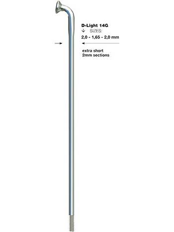 Sapim D-Light Inox 14G J-Bend Sølv Eike 1 stk, 282 mm (282 mm)