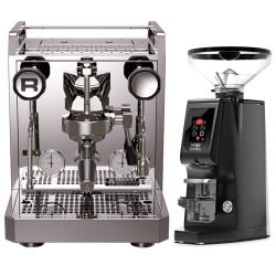 Rocket Mozzafiato Fast R Stål Espressomaskin Inkl. Eureka Atom W 65 Casa Matt Svart Espressokvarn
