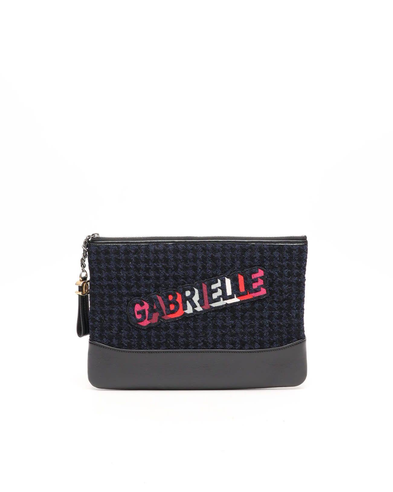 Chanel Gabrielle Quilted Tweed Clutch Bag - Blue (One Size)