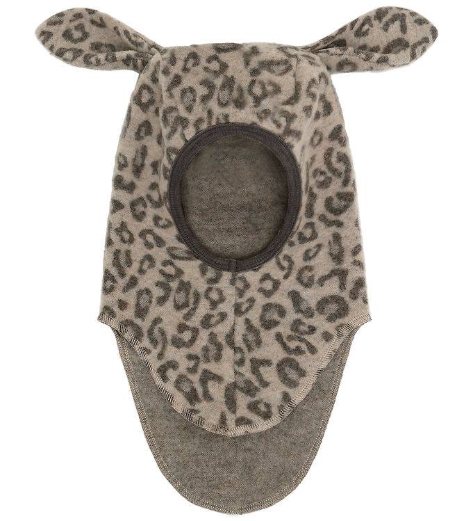 Huttelihut Balaklava - Ullfleece - Enkel - Camel Melerad m. Öron - Huttelihut - 1-2 år (80-92) - Balaklava - Singel