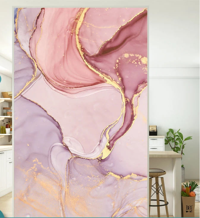 Fönsterfilm med marmor i rosa lila och guld - 40x150 cm