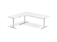 (ComputerSalg) Hæve-sænkebord DNA 2000x1800 mm Venstre Hvid 3-ben/Alugrå