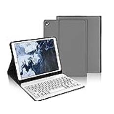 Tangentbord fodral för IPad 9,7 tum, iPad 6:e/5th Generation (2018/2017), IPad Pro 9.7, IPad Air 2/1, avtagbart bluetooth franska AZERTY-tangentbord med fack för Apple Pencil, grått