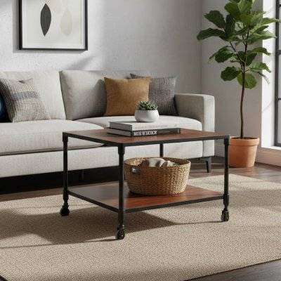 Soffbord Storeport Akacia-brun hjul 60x60x45cm