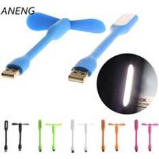 Aneng usb-fläkt flexibel bärbar minifläkt och led-ljuslampa för xiaomi powerbank & notebook & dator summer gadget 2 - Svart