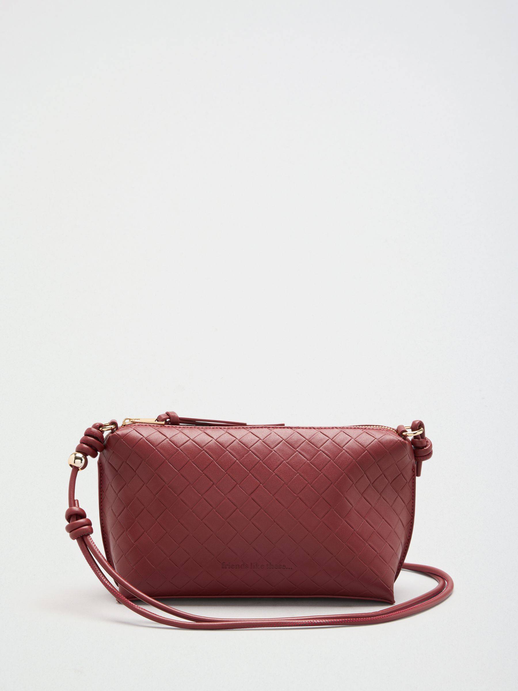 Friends Like These Friends Like These Burgundy Red Boxy Weave Crossbody Bag