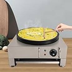 Crepes Maker stora bakverk rostfritt stål pannkaksmaskin med non-stick belagd platta, crepes vändare och degfördelare, för crêpes, pannkakor och tortilla, Ø 40 cm