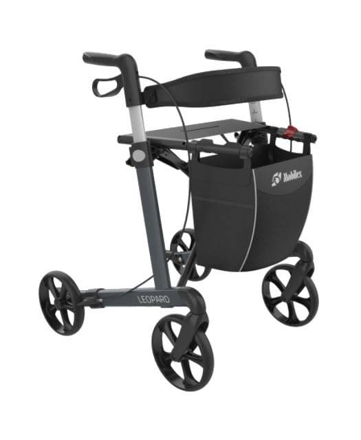 Rollator Leopard med Softhjul - Rød - Sædehøjde 62 cm.