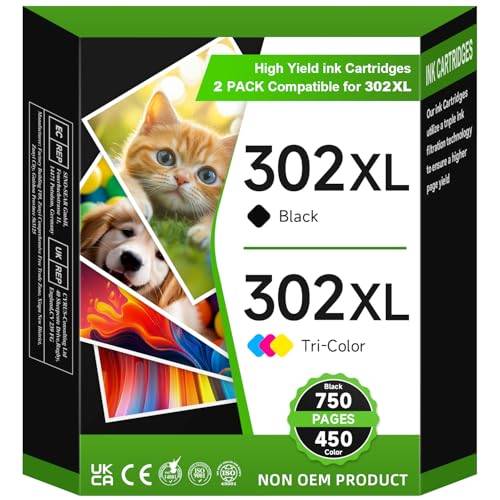 Firstoner 302XL Bläckpatroner Multipack Återanvända för HP 302 Bläckpatroner, 302XL Bläckpatroner svart och färg för OfficeJet 3831 5230 3830 5220 DeskJet 3630 3636 3639 Envy 4524 4527