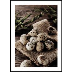 Quail Eggs on Rustic Burlap Plakat (40x50cm) - Plakater  > Køkkenplakater