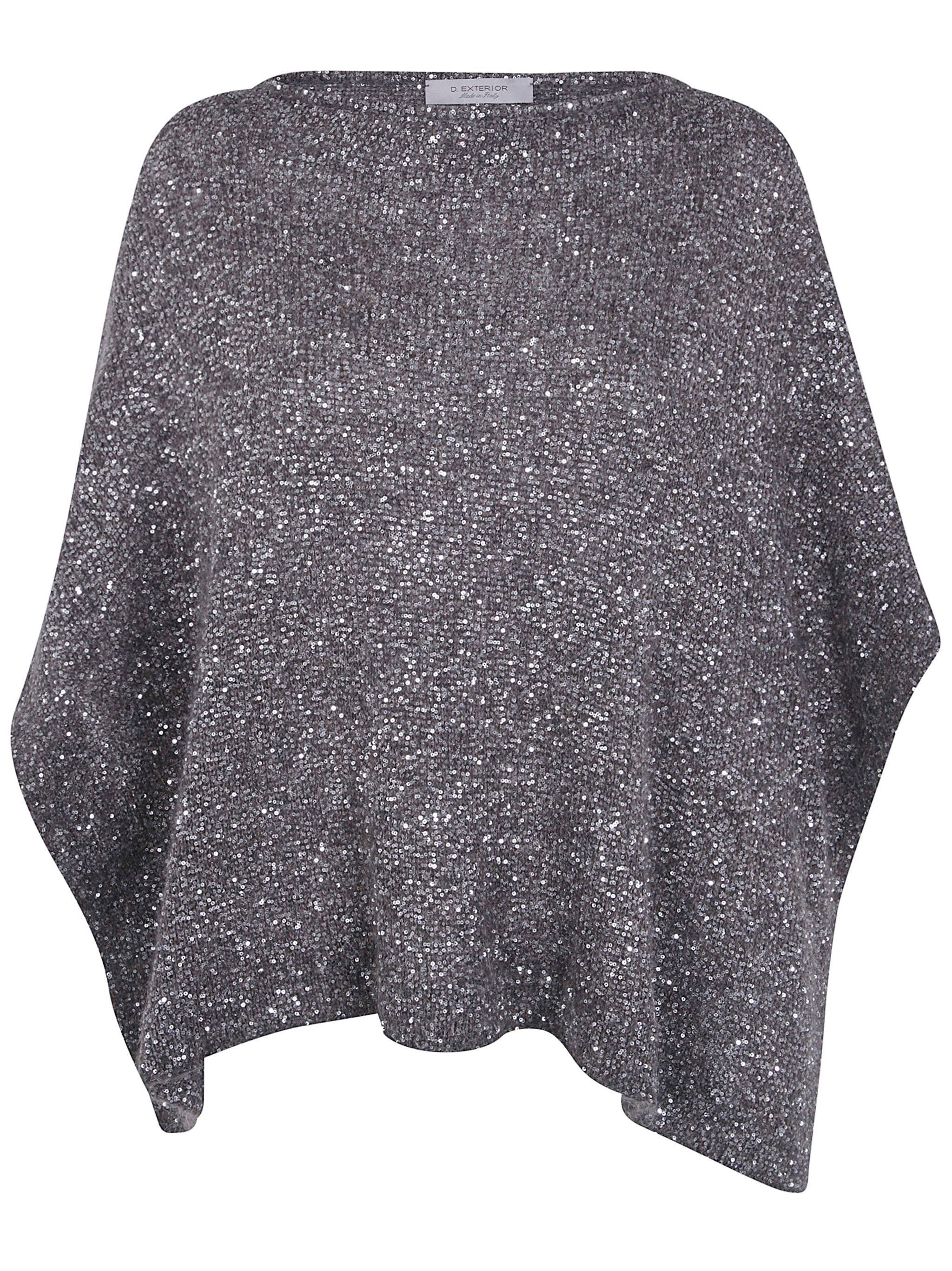 D. EXTERIOR Sweater Soft Alpaca Crystals Cape