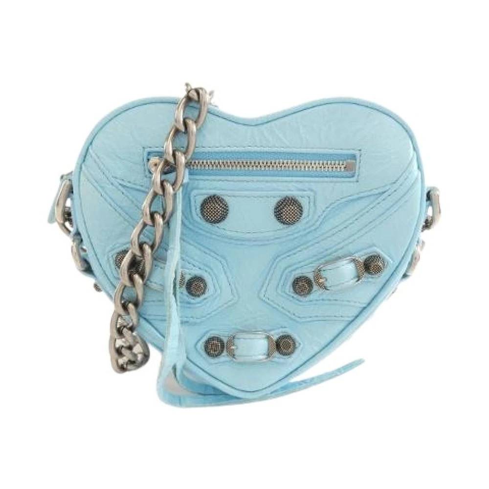 Balenciaga Vintage Pre-owned Le Cagole Heart Mini Lamb Shoulder Bag - Vintage - Dame - Blå - ONE SIZE - Uld