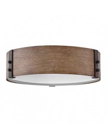 SAWYER Udendørs loftlampe i stål og glas Ø38 cm 3 x E14 - Sequoia træ/Frostet