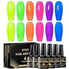 MTSSII UV nagellack neon natt glow gel nagellack set UV gelé nagellack 6 st neon rosa blå gul gellack glow in the dark nagelgel nagelsalong design manikyrset