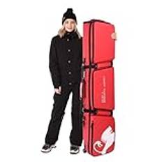 Lzyjck Dubbel rullande skidväska Snow Roller Bag - Skidväska med hjul Vikbar skidväska med hjul för enkelskidor eller 2 set skidor Rymmer skidpjäxor,Red,61x14.2x7.1inch