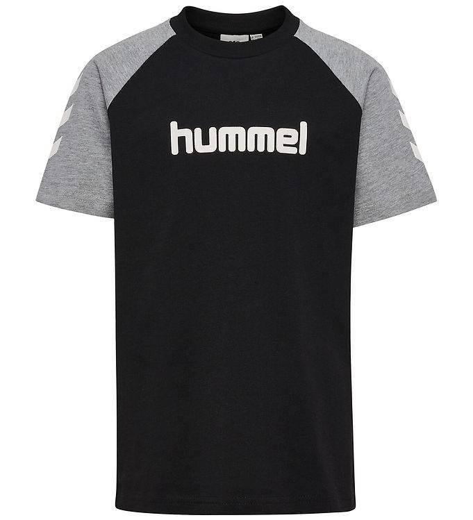 Hummel T-Shirt - hmlJR LOGO - Sort/Grey Melange - Hummel - 11-12 år (146-152) - T-Shirt