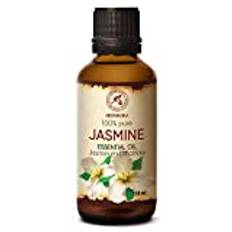 Jasmin Eterisk Olja - 50ml - Jasminum Officinale Oil - Sensuell Olja - Aromaterapioljor för Diffusor - Hudvård - Yoga - God Sömn - Badoljor - Hud - Och Hårvård - Lugnande