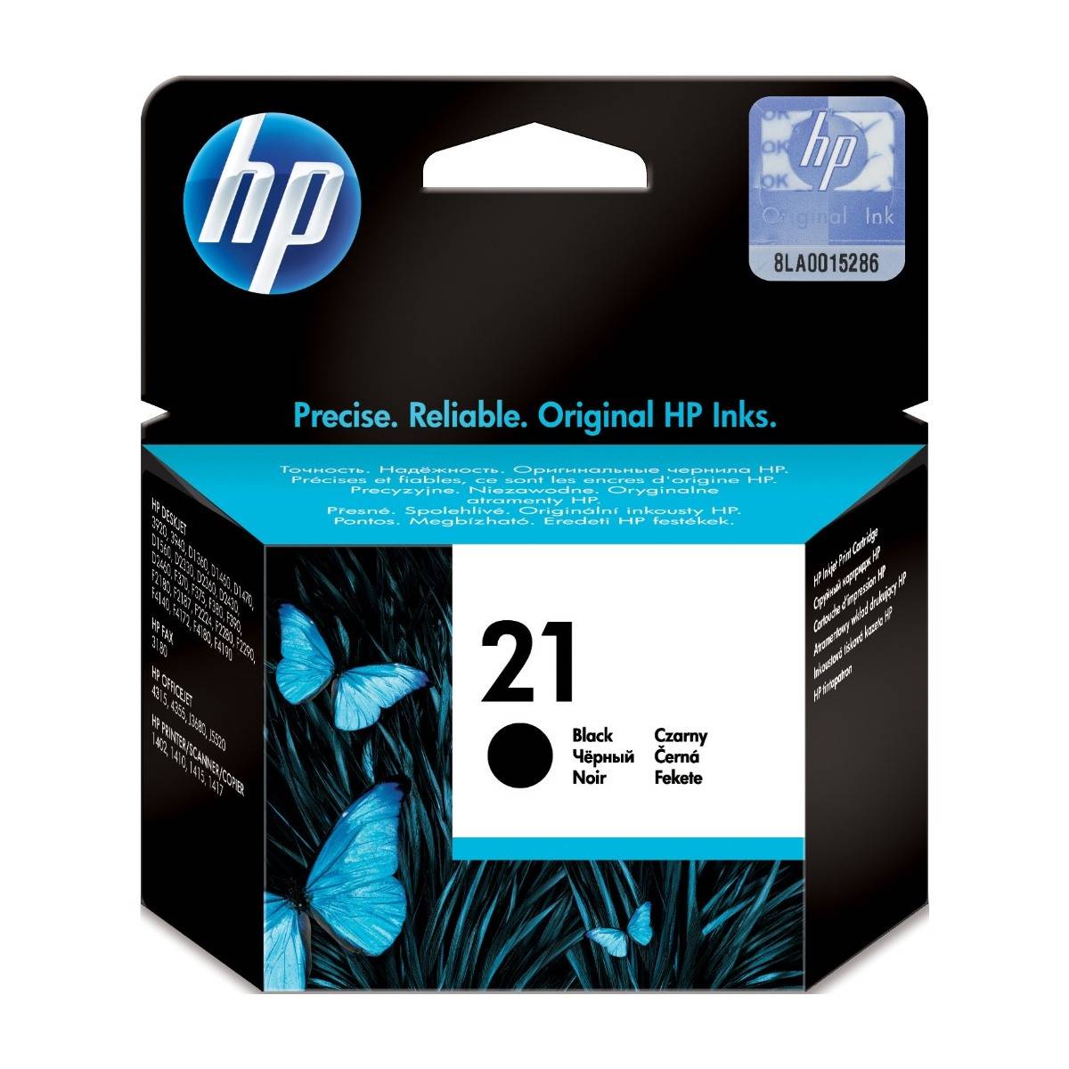 HP No21 black Ink Cartridge, blistered