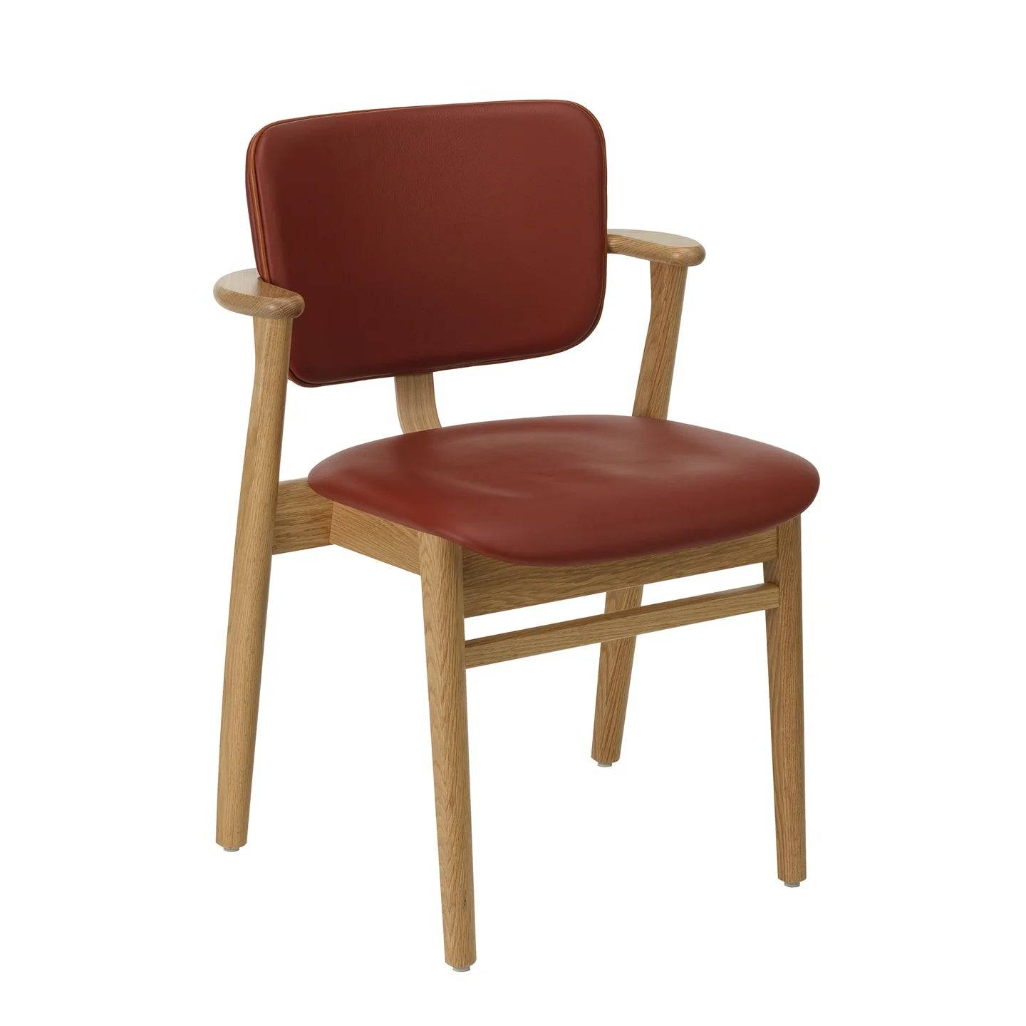 Domus Chair, polstret fra Artek Oak - Leather Spectrum Terracotta - Prestige Cognac piping - Jacobsen Plus