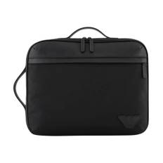 Emporio Armani, Tasker , Herre, Sort, ONE SIZE, Uld, Stilfuld Laptop Taske med Lynlås