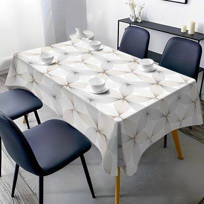 1 st vit rektangulär polyesterduk med trebladigt blommönster, lämplig för middagar, picknick, buffé, högtidsmiddagar, fester, bröllop, västerländsk ma - Multifärgad (140*140,90*140,140*180,140*220)
