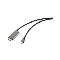 SpeaKa Professional USB-C® / HDMI Adapterkabel USB-C® stik, HDMI-A-stik, USB-C® bøsning 1.00 m Sort SP-12875852 4K UHD, med ladestik, Aluminiumsstik HDMI-kabel