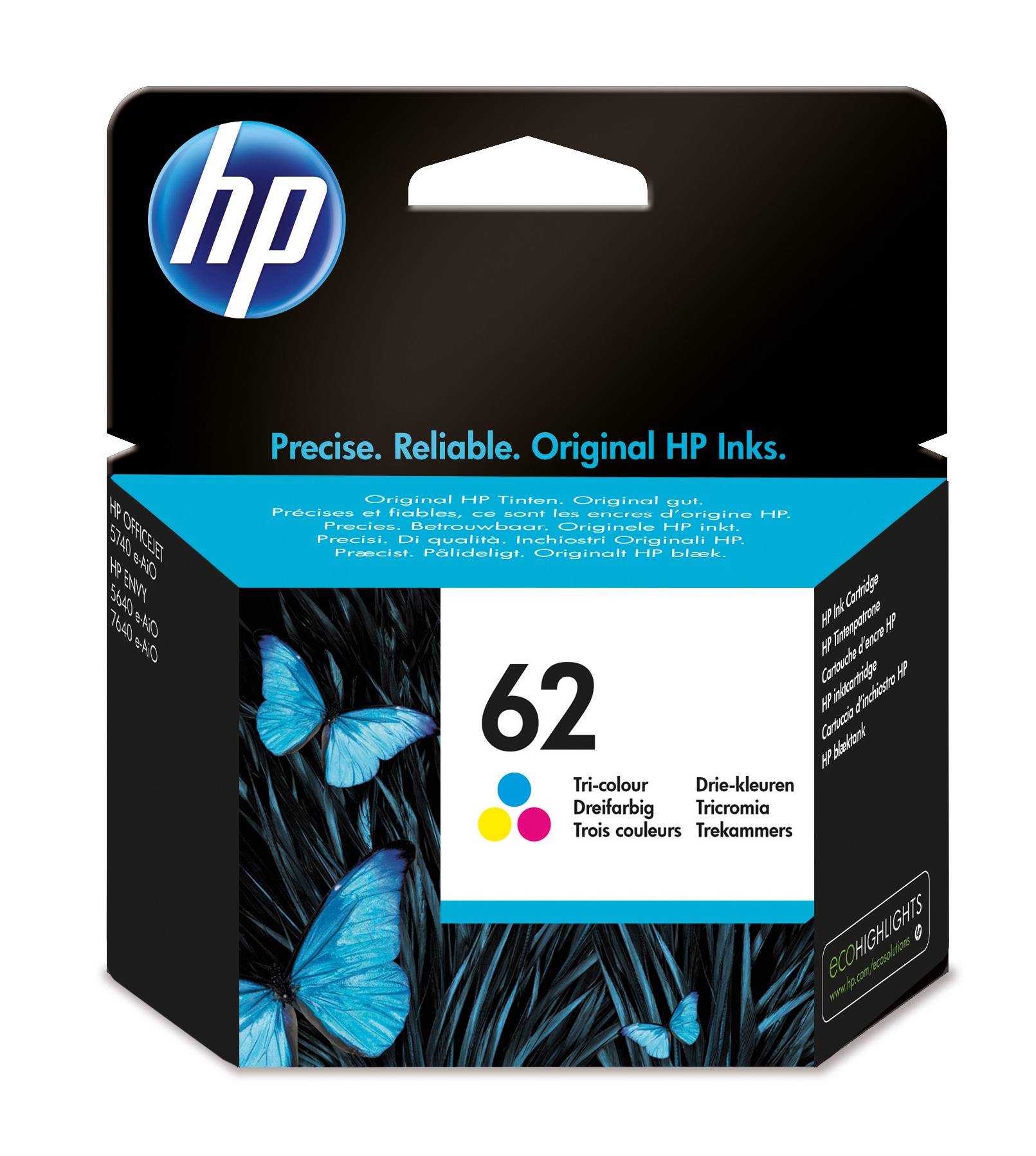 HP 62 Tri-color Blækpatron (Blå, Magenta, Gul) – Original