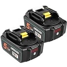 QUPERR 2st 5.0Ah BL1850B litiumjonbatteri för Makita 18V BL1850 BL1845 L1840B BL1840B BL1840 BL1835 BL1830B BL1830 BL1815 procentvisning