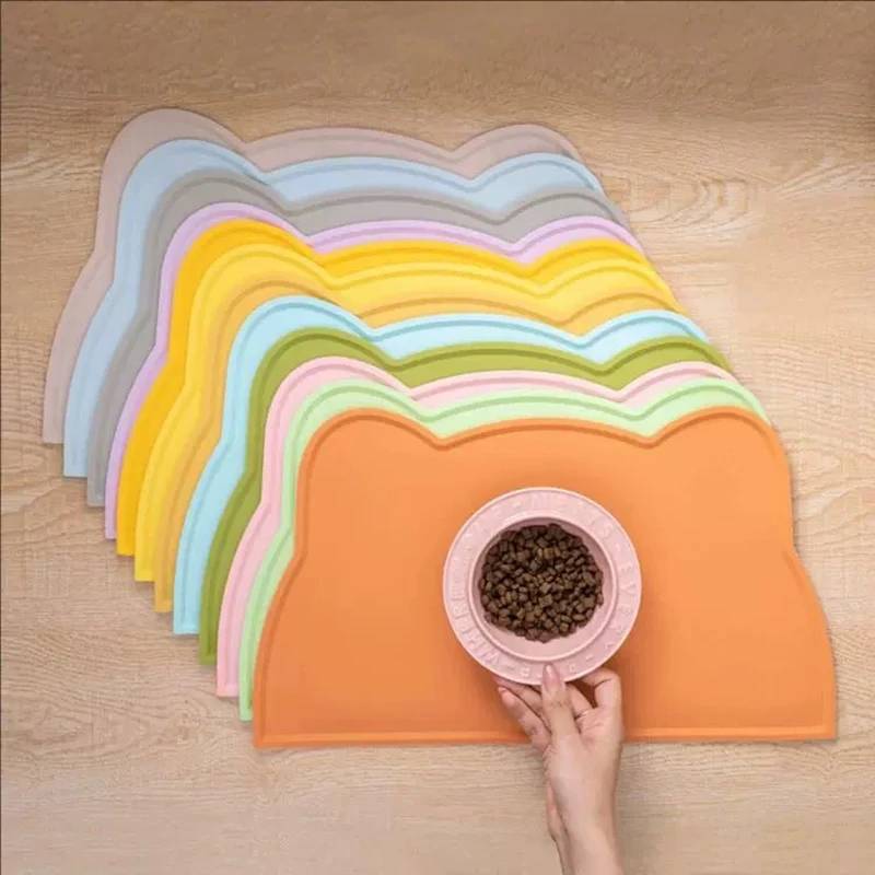 1pc Cat and Dog Meal Mat, Pet Silicone Mat, Cat Head Type, Easy to Clean, Anti Overflow, Waterproof and Anti Slip Mat