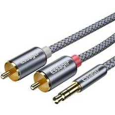 Essager rca kabel jack 3.5 to 2 rca kabel aux ljudkabel 3.5 mm hane adapter splitter för tv box apple tv högtalar sladd - 2m