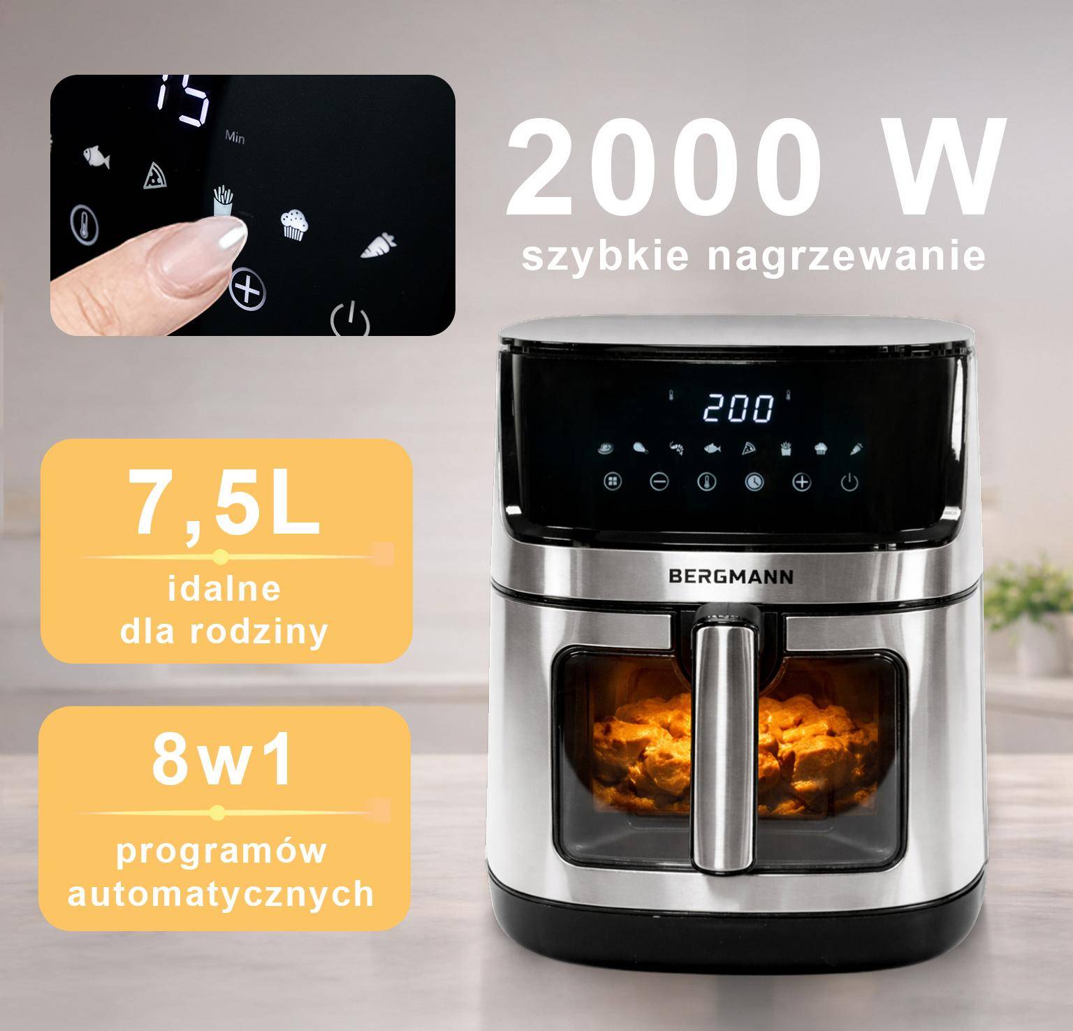 Luftfritös BERGMANN YO 1 kammare 7,5L 2000W N