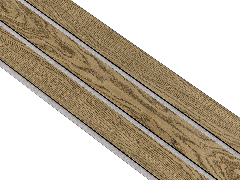 I-Wood Basic 3-lamel paneler med sort kerne i mørkebrun oliering - mål 17 x 300 x 2780 mm.