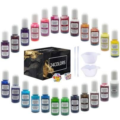 24 färger 10 ml transparent flytande pigment för harts, lämpligt för hartsfärgning, DIY-hartsmyggsmycken, hartsmålning och hartshantverk - Multi-color