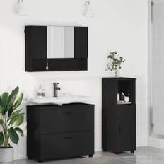 Badrumsmöbelset 3 pcs Svart 76.5 x 35 x 64 cm Konstruerat trä