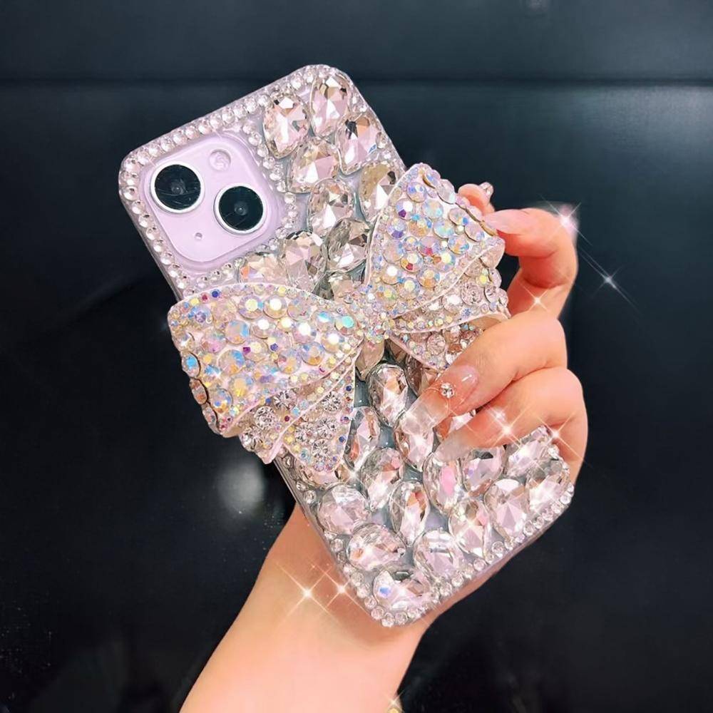 Glitter Strass Rosett Telefonfodral För Motorola Moto G75 G15 G24 Power G05 G85 G84 G55 G54 G35 G34 G45 G14 G04S 5G Bling Kristall Diamant Glittrande