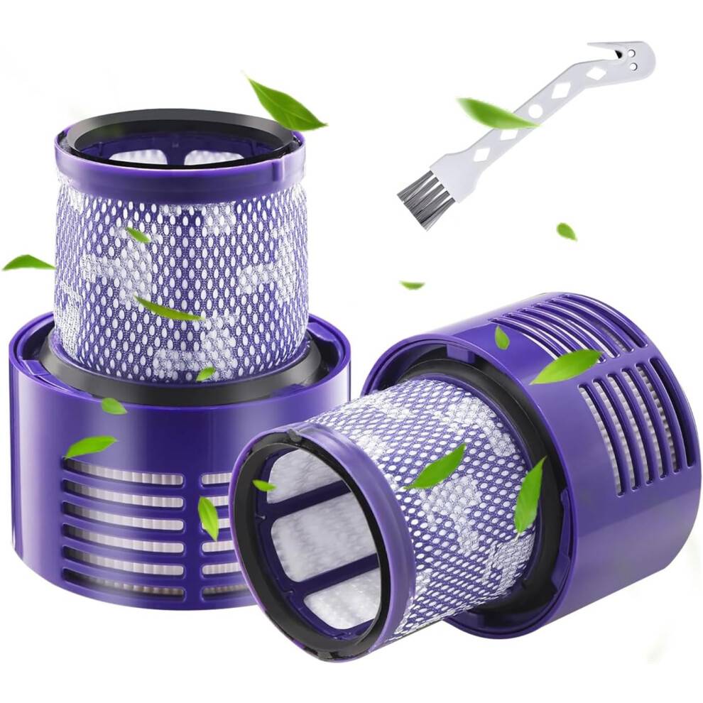 2 x filtre kompatibel med Dyson V10 SV12, vaskbart udskiftningsfilter med børste kompatibel med Cyclone V10-serien, V10 Absolute/Animal/Moto