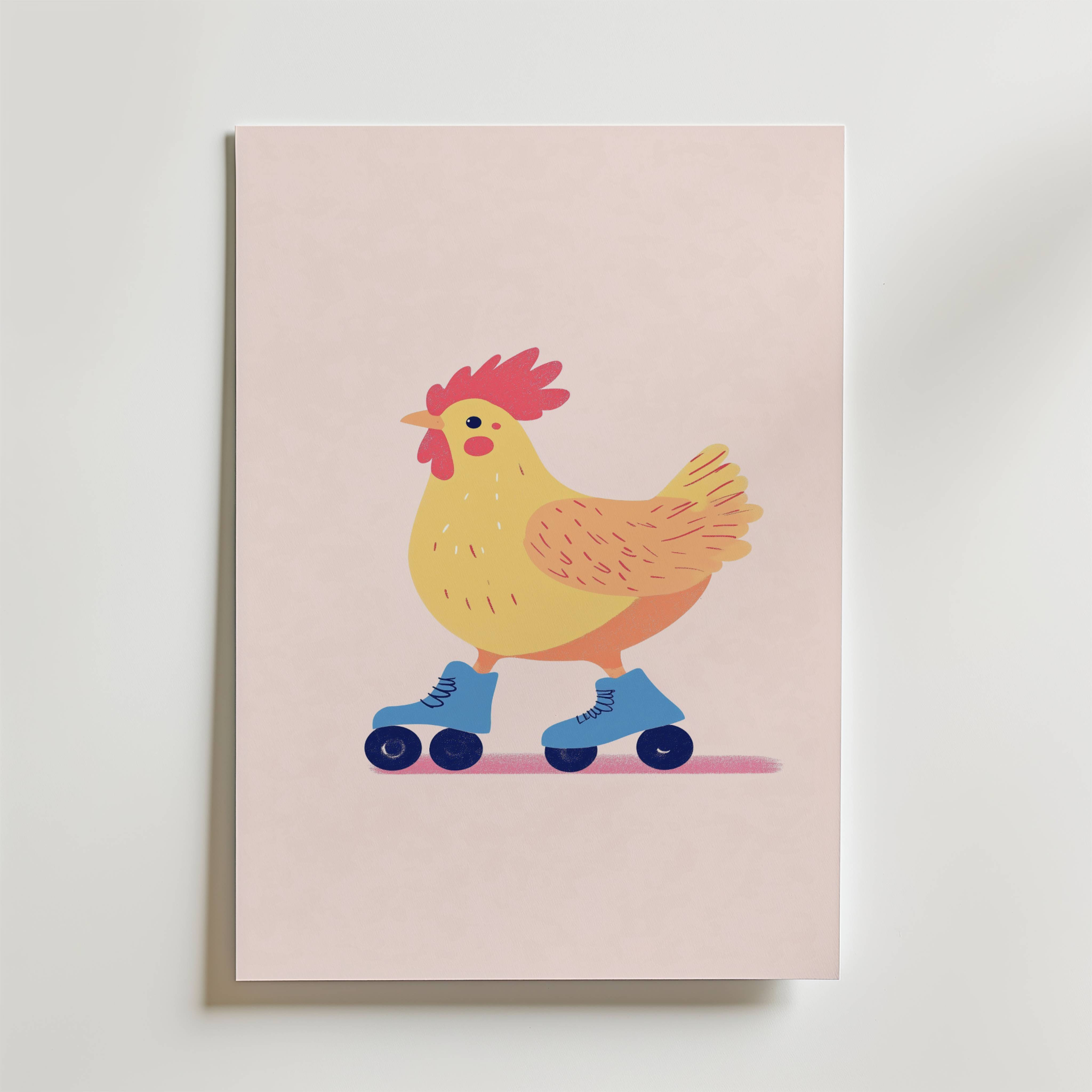 Roller Hen Poster - Premium Canvas 30x40 cm