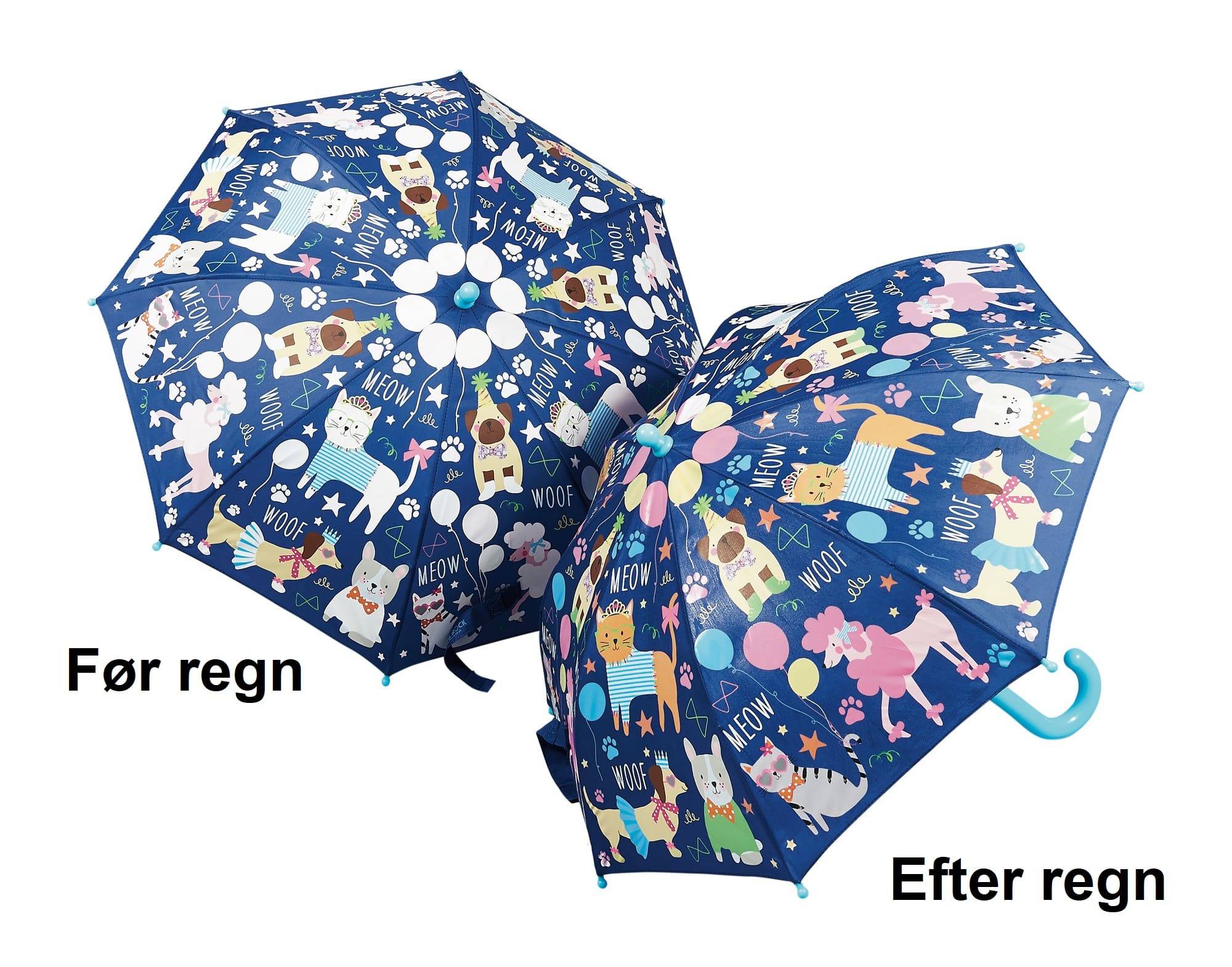 Paraply til børn med kæledyr som skifter farve - Fun4Rain Tema Regnbue