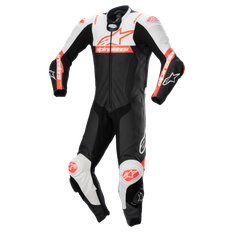 Alpinestars Missile V2 Ward 1 PC Läder MC-Skinnställ Svart-Vit-Röd Fluo