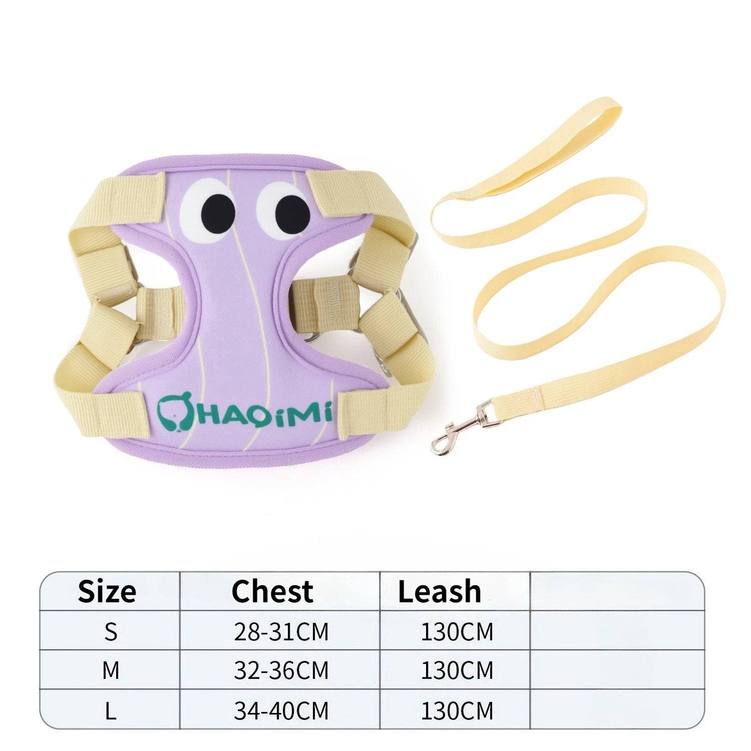 Breathable Reflective Dog Harness & Leash Set for Small Dogs - Purple / L (L)