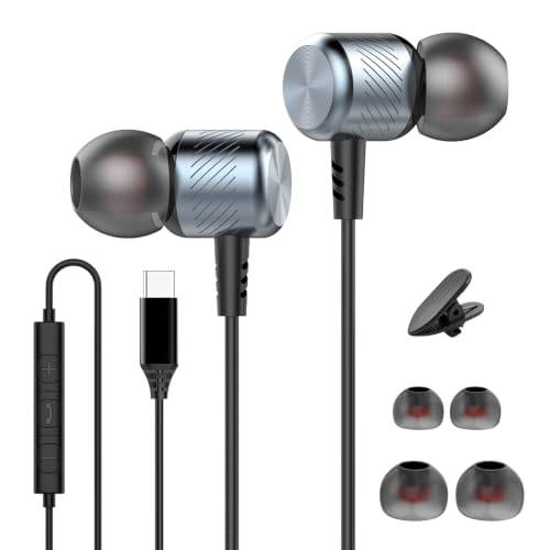 USB C-hörlurar med kabel för Samsung hörlurar med kabel USB C-hörlurar | Hörlurar i örat med kabel USBC för Samsung Galaxy S26 Ultra S25 S24 A57 A56 A55 A17 5G A16, för iPhone 17 Pro Max 16 Plus 15