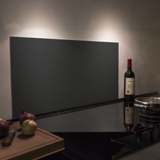 Millex stænkplade i sort glas, 80 x 40 cm