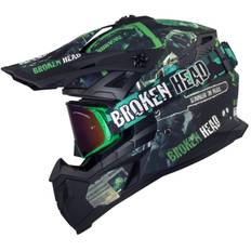 Broken Head Supermoto- & Motocross-Helm Resolution Grün + MX-Brille Regulator...