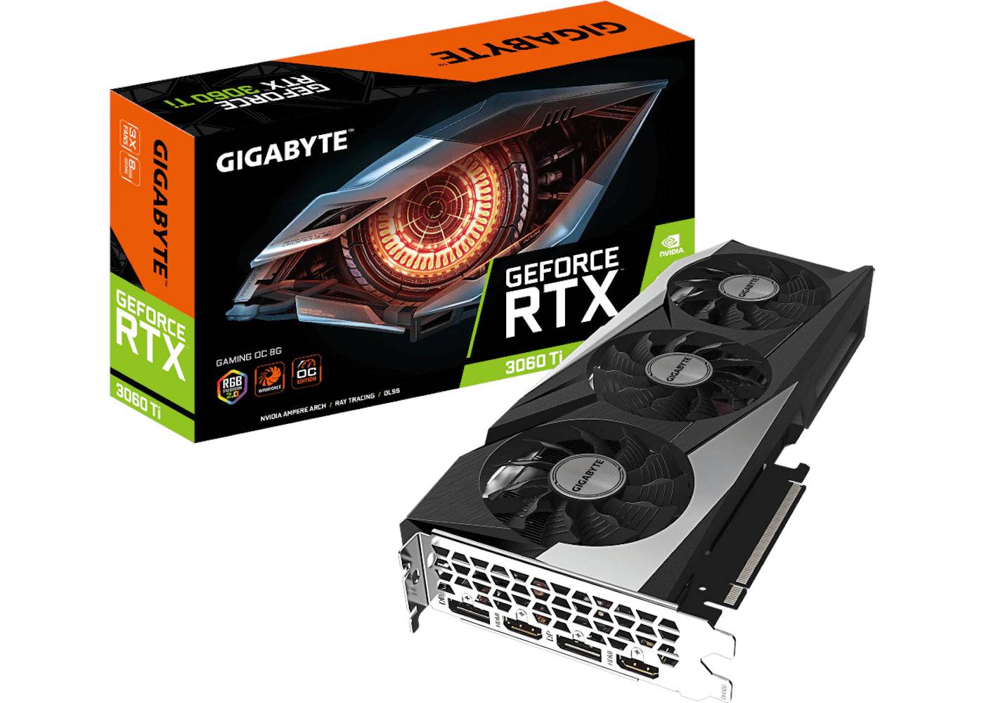 NVIDIA GIGABYTE GeForce RTX 3060 Ti GAMING (rev. 2.0) 8G OC LHR Graphics Card (GV-N306TGAMING OC-8GD Rev2) - One Size (One Size)