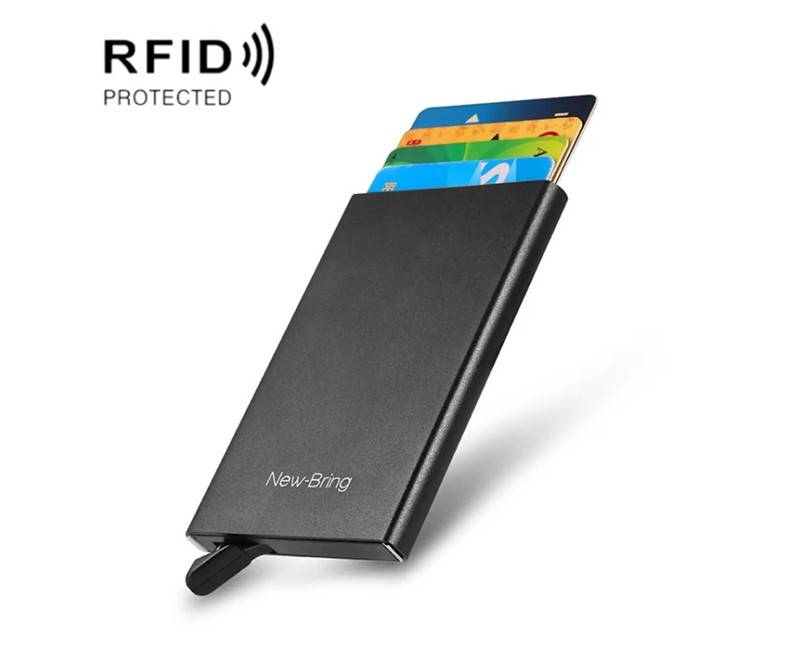 Metal kortholder med RFID beskyttelse - Sort