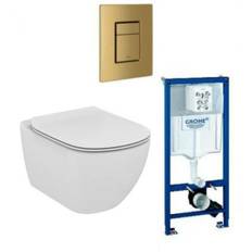 Ideal Standard Tesi RIMless+ toiletpakke inkl. sæde m/softclose, cisterne og messing betjening