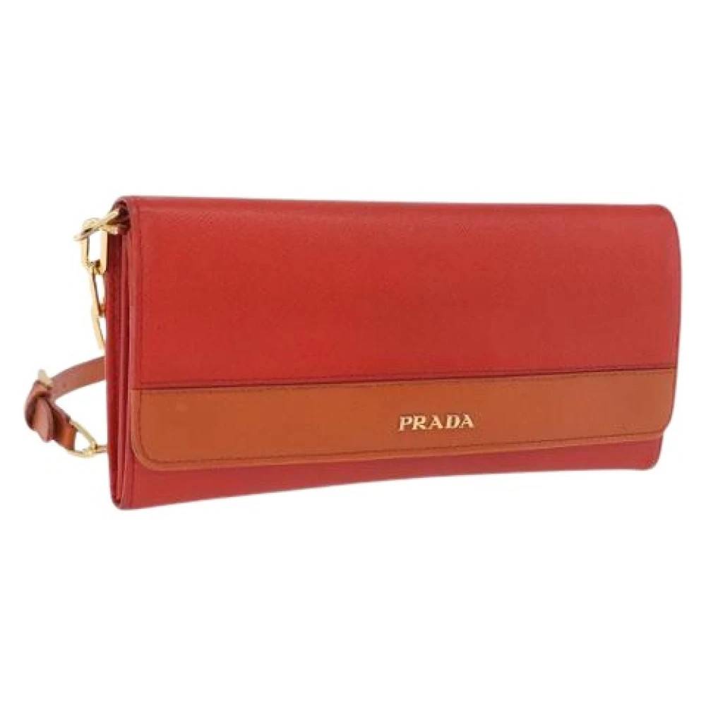 Prada Vintage Pre-owned Saffiano læderskuldertaske - Vintage - Dame - Rød - ONE SIZE - Uld